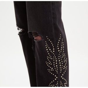501® Original cropped western stud black denim jeans
